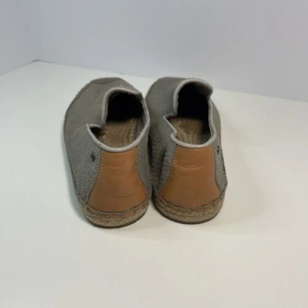 UGG Gray Leather‎ Espadrille Flats Womens Size 7 Calf Hair Beige Slip-On 1007150